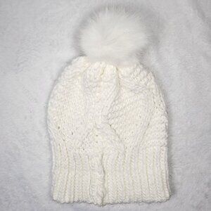 G.H. Bass & Co. Winter White Knit Hat with Pom Pom